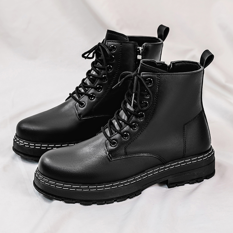 Suede Ankle Boot - 남성용 4계절 블랙 에나멜 가죽 오토바이