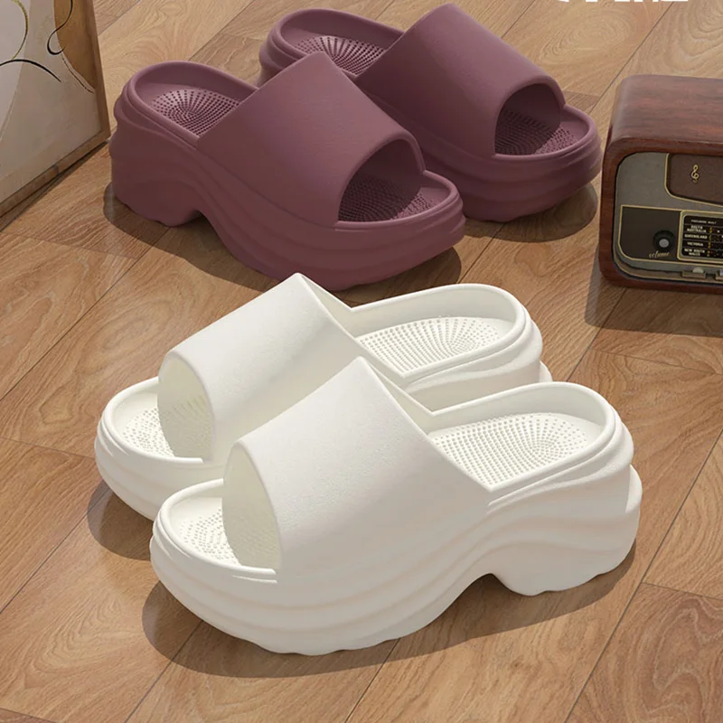 Women Shoes Wedges - 두꺼운 바닥 플랫폼 솔리드 컬러 에바