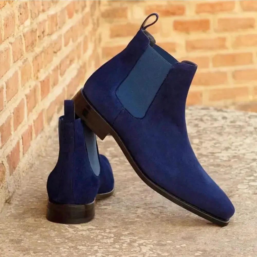 Suede Ankle Boot - 첼시 부츠 남성용 블루 인조 스웨이드