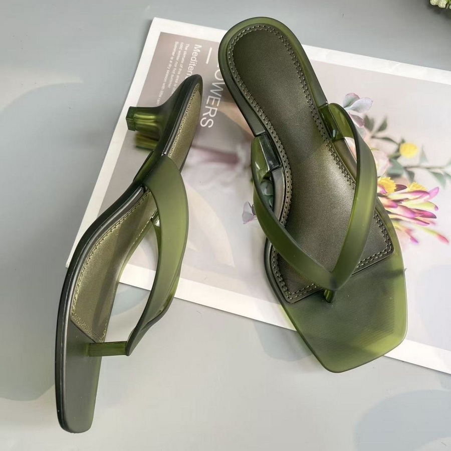 Jelly Sandal Women - 한국 무광택 올리브 그린 PVC thong