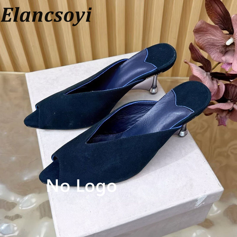 Women Shoes Size 7 - 여성용 오픈토 스웨이드 경사 힐 샌들,