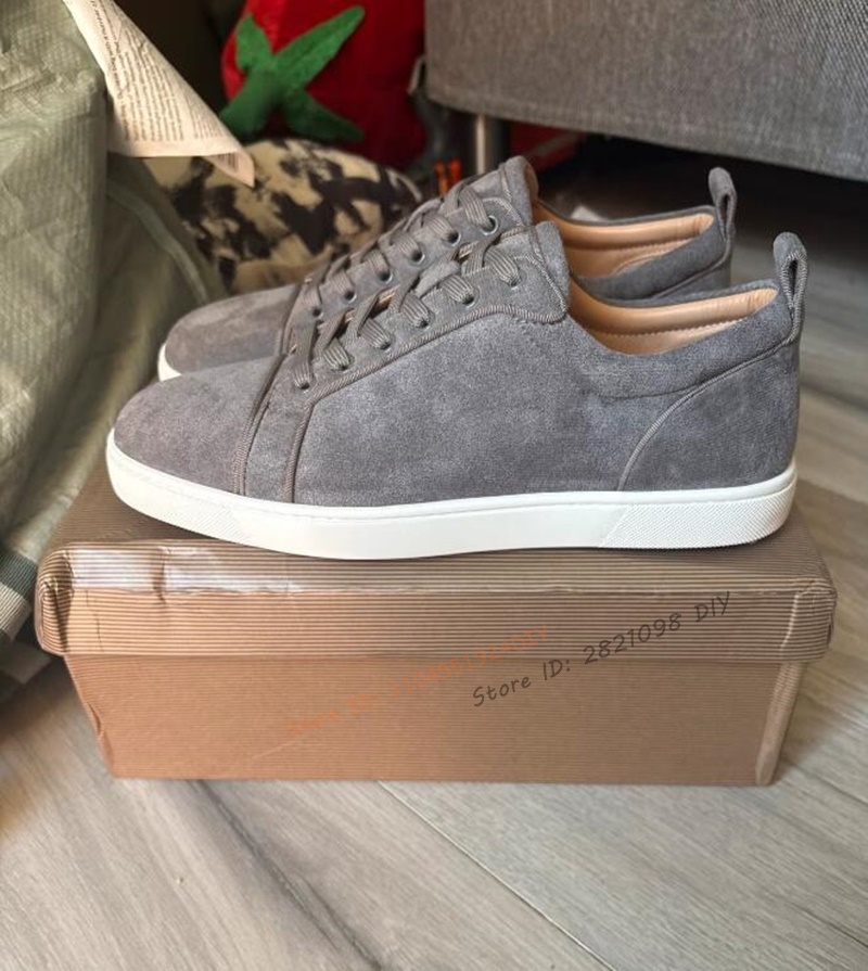Women'S Shoes Hey Dude - 간결한 회색 스웨이드 가죽 레이스업 스니커즈
