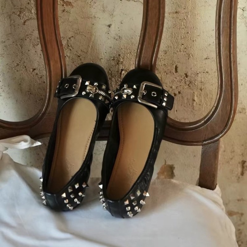 Women Shoes Wedges - 볼트 라운드 헤드 싱글 슈즈 여성용