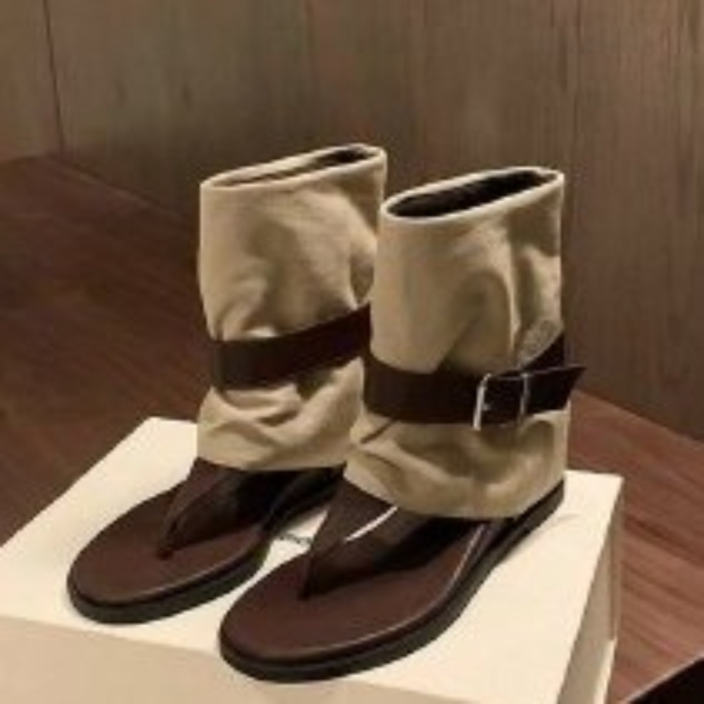 Women Shoes Boots - 여성용 빈티지 컬러 블록 토 링