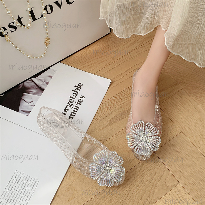 새로운 크리스탈 젤리 슈즈 반짝이는 다이아몬드 플라워  - Jelly Sandal Women 리뷰 및 가격