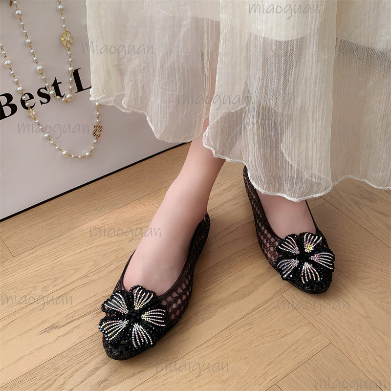 새로운 크리스탈 젤리 슈즈 반짝이는 다이아몬드 플라워  - Jelly Sandal Women 리뷰 및 가격