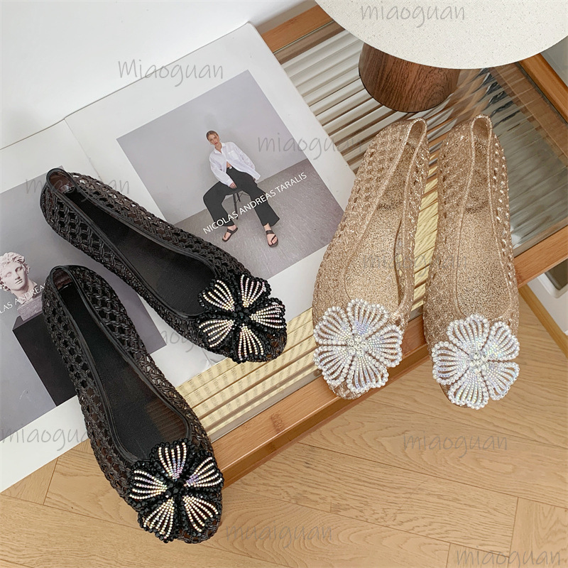 새로운 크리스탈 젤리 슈즈 반짝이는 다이아몬드 플라워  - Jelly Sandal Women 리뷰 및 가격