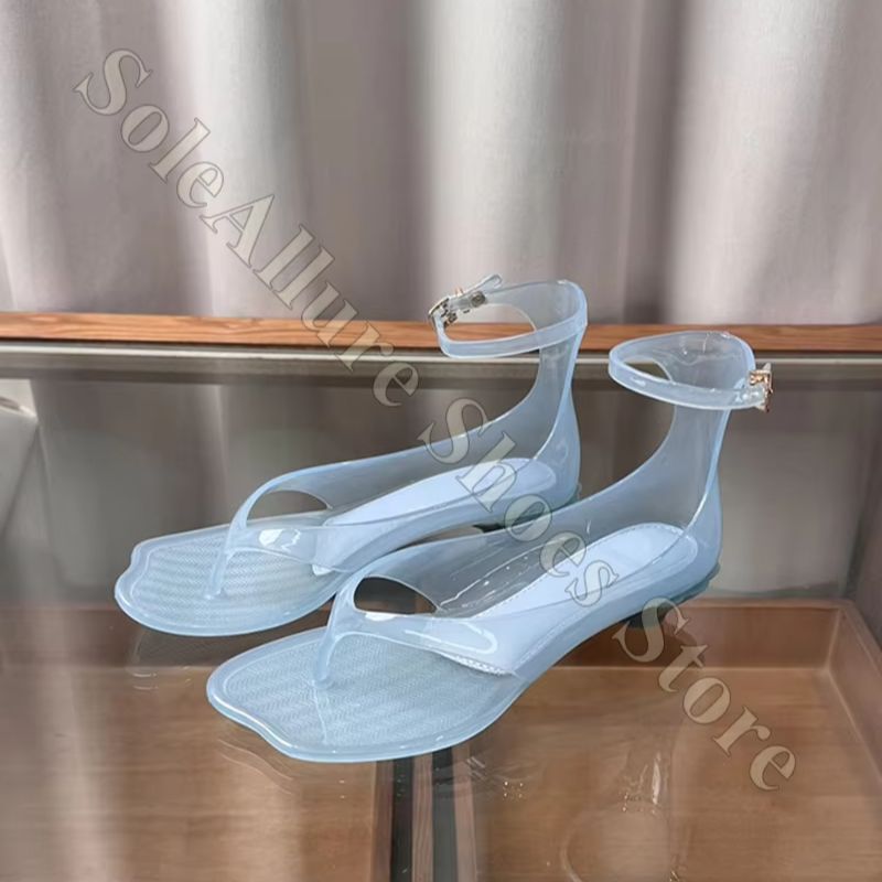반짝이 젤리 샌들, 발목 버클, 낮은 블록 힐, 썸머  - Jelly Sandal Women 리뷰 및 가격