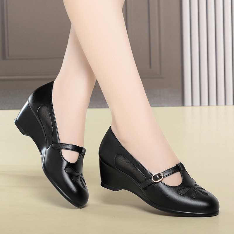 중년 여성 여름 메쉬 컷아웃 웨지힐 슈즈 가볍고 부드러 - Women Shoes Wedges 리뷰 및 가격