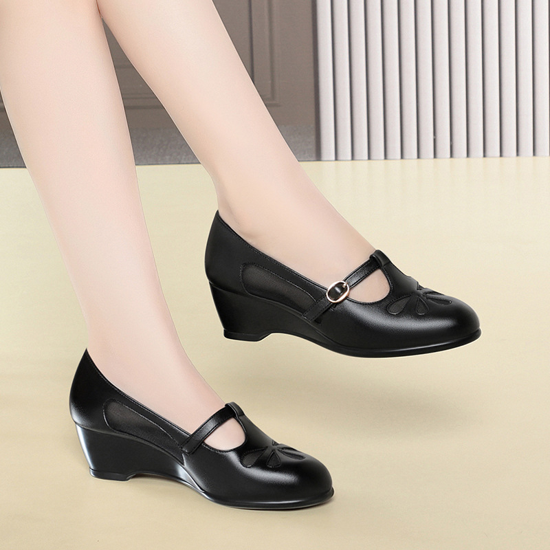 중년 여성 여름 메쉬 컷아웃 웨지힐 슈즈 가볍고 부드러 - Women Shoes Wedges 리뷰 및 가격