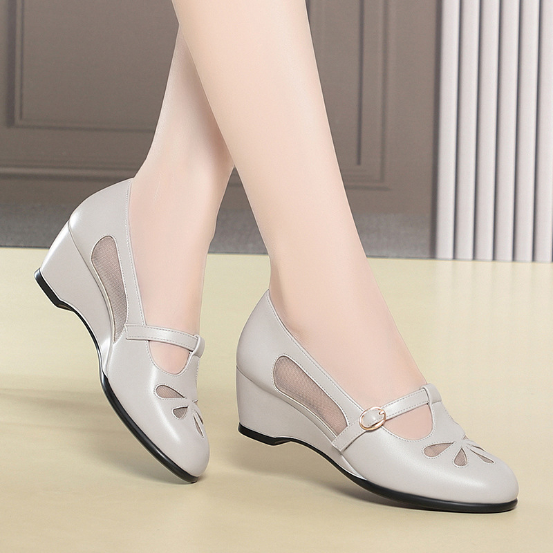 중년 여성 여름 메쉬 컷아웃 웨지힐 슈즈 가볍고 부드러 - Women Shoes Wedges 리뷰 및 가격
