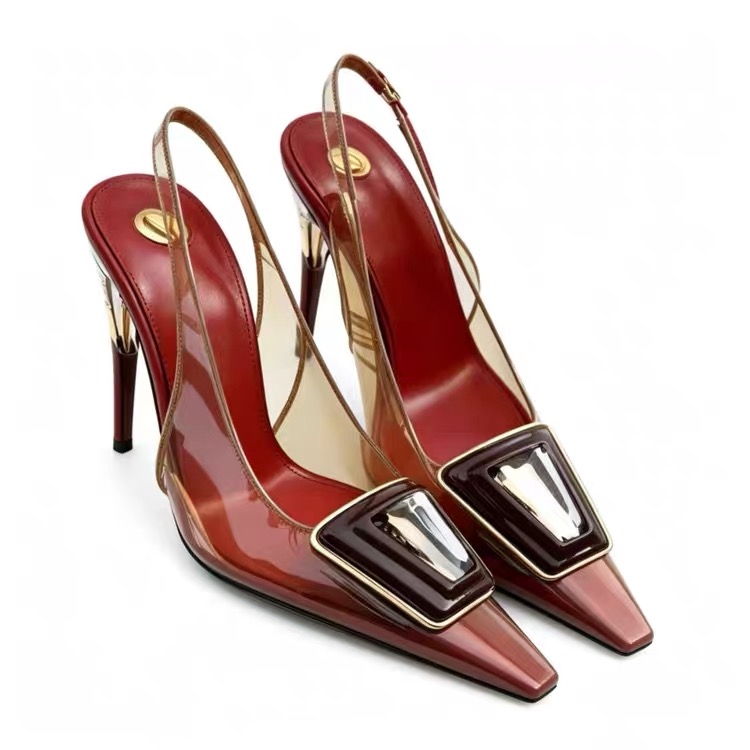 여성용 투명 PVC 사각 골드 버클 슬링백 펌프스 컷아 - Metallic Heel Sandal 리뷰 및 가격