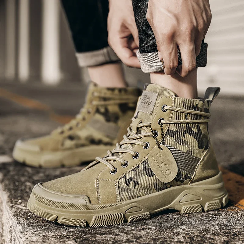 남성용 하이탑 부츠 가을 위장 무늬 사막 캐주얼 플랫  - Suede Ankle Boot 리뷰 및 가격