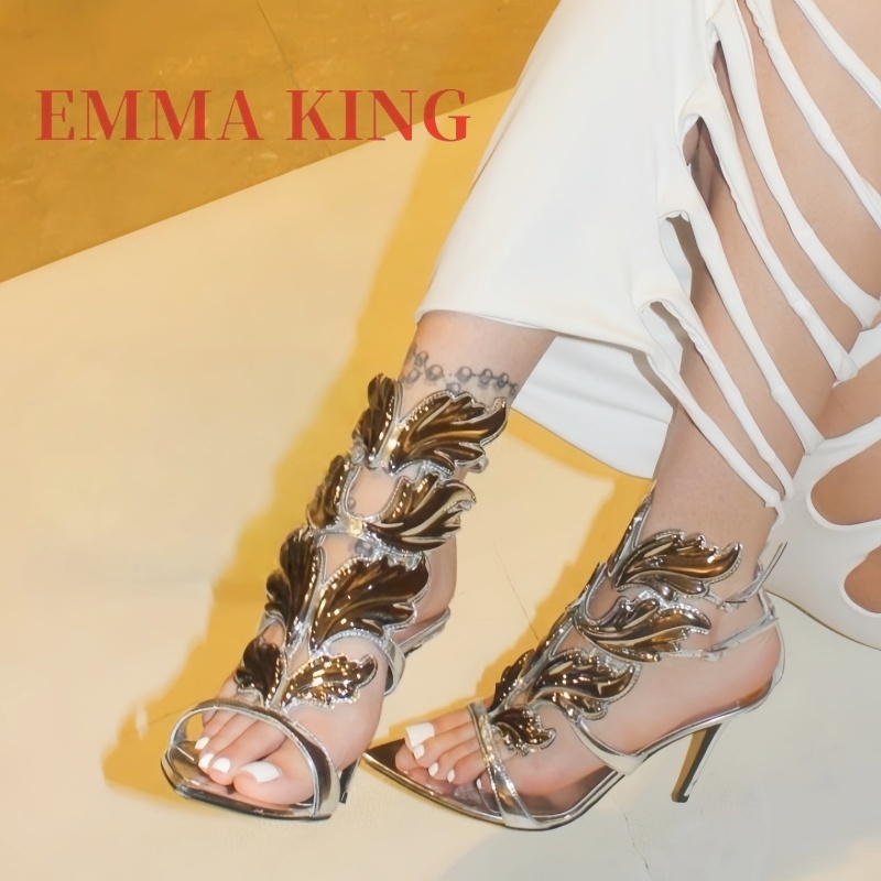 여성용 메탈릭 윙드 하이힐 샌들, 포인티드 토 스틸레토 - Metallic Heel Sandal 리뷰 및 가격