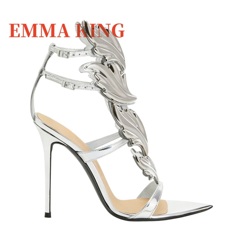 여성용 메탈릭 윙드 하이힐 샌들, 포인티드 토 스틸레토 - Metallic Heel Sandal 리뷰 및 가격