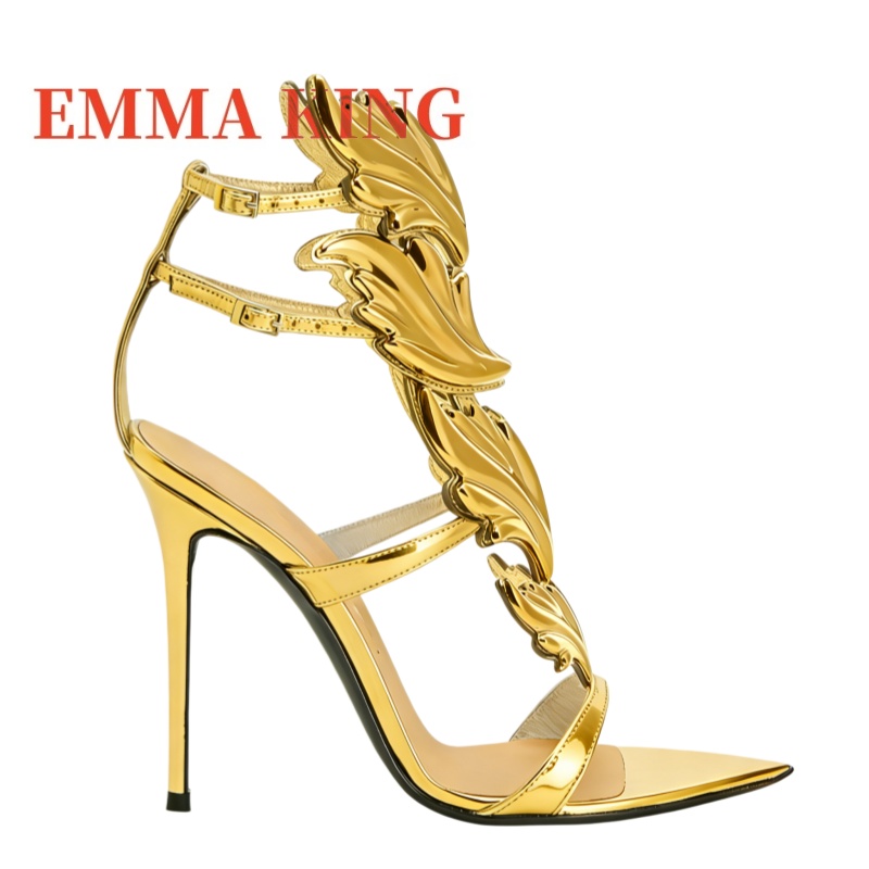 여성용 메탈릭 윙드 하이힐 샌들, 포인티드 토 스틸레토 - Metallic Heel Sandal 리뷰 및 가격