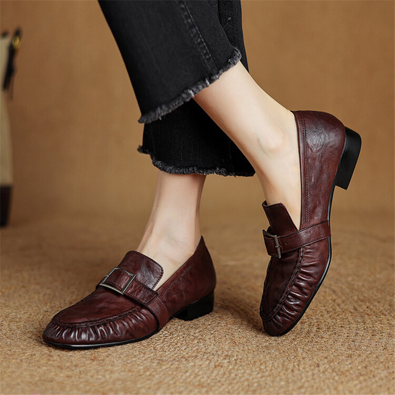 여성용 정품 가죽 펌프스, 여성용 주름진 라운드 토 슈 - Women Shoes With Heels 리뷰 및 가격