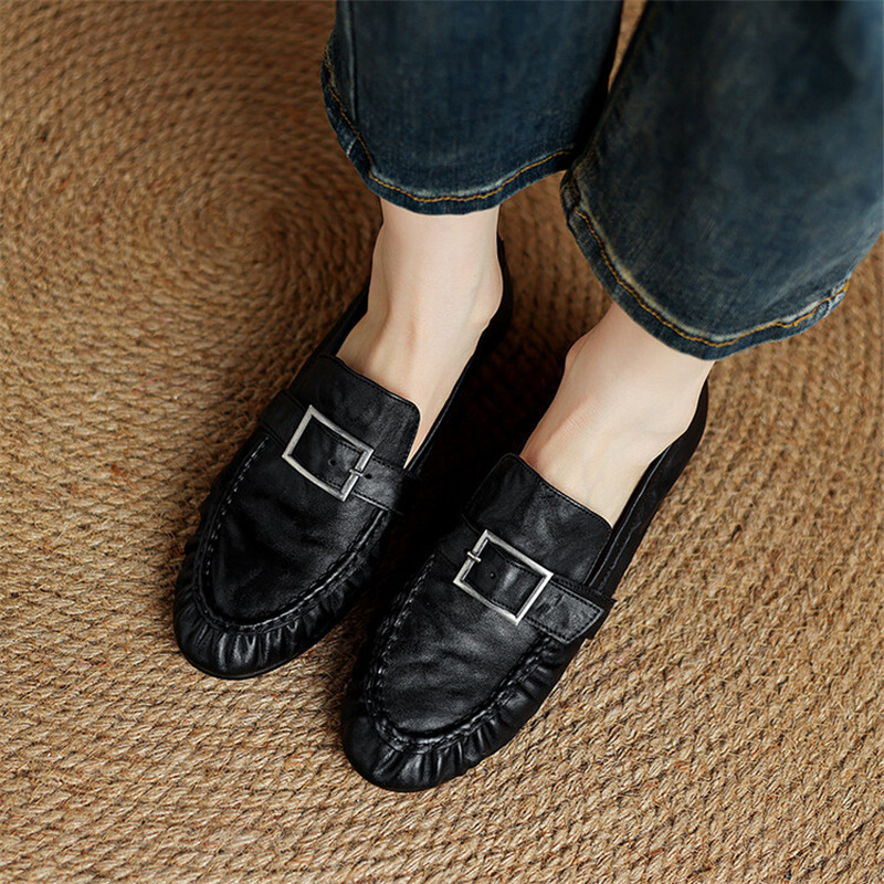 여성용 정품 가죽 펌프스, 여성용 주름진 라운드 토 슈 - Women Shoes With Heels 리뷰 및 가격