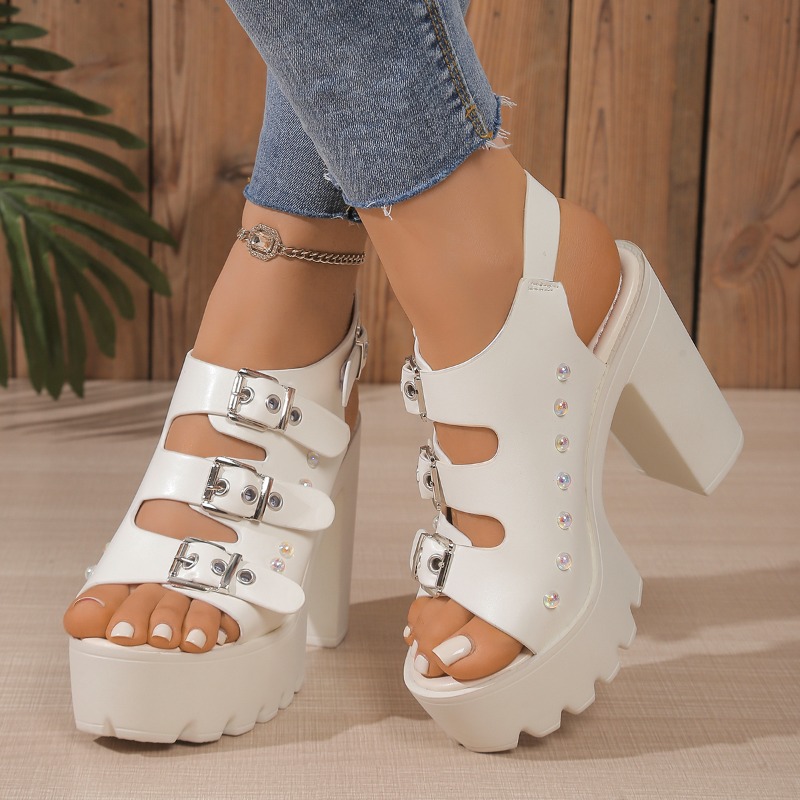 슈퍼 하이힐 샌들 여름 신상 라운드 토 오픈토 메탈 벨 - Metallic Heel Sandal 리뷰 및 가격