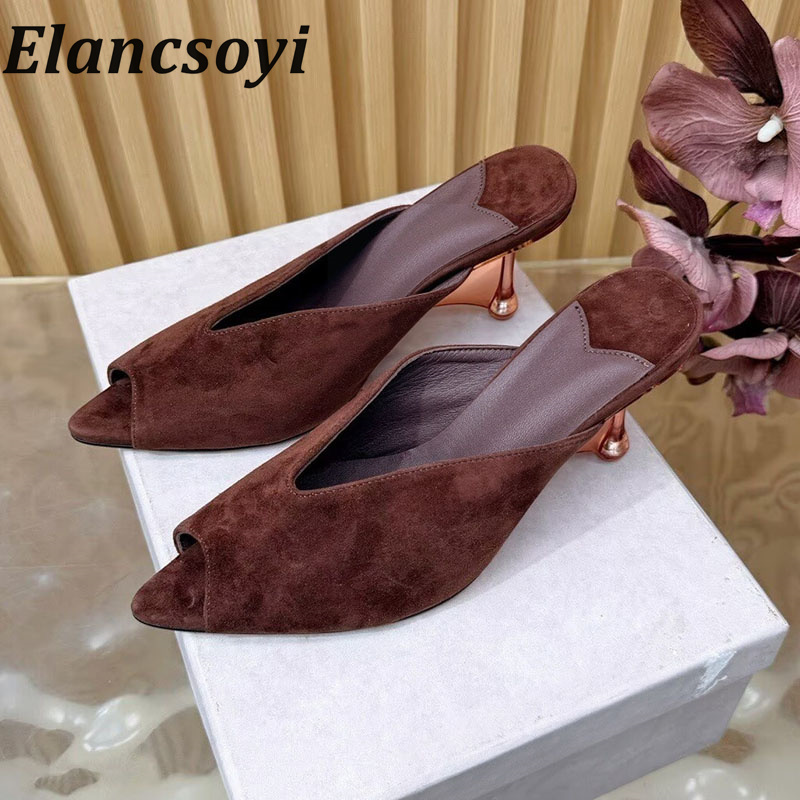 여성용 오픈토 스웨이드 경사 힐 샌들, 피쉬 마우스 오 - Women Shoes Size 7 리뷰 및 가격
