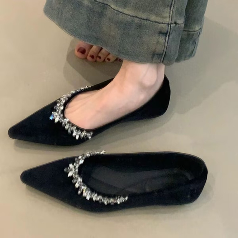 2025 새로운 여성 플랫 신발 패션 크리스탈 지적 발 - Women Shoes Mk 리뷰 및 가격