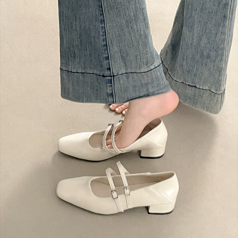 스퀘어 토 로우힐 여성용 실버 메리 제인 슈즈 패션 우 - Women Shoes With Heels 리뷰 및 가격