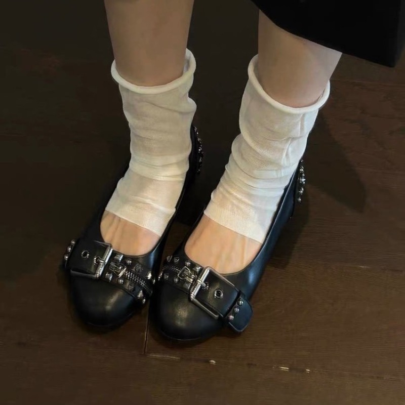 볼트 라운드 헤드 싱글 슈즈 여성용 가죽 버클 로우컷  - Women Shoes Wedges 리뷰 및 가격