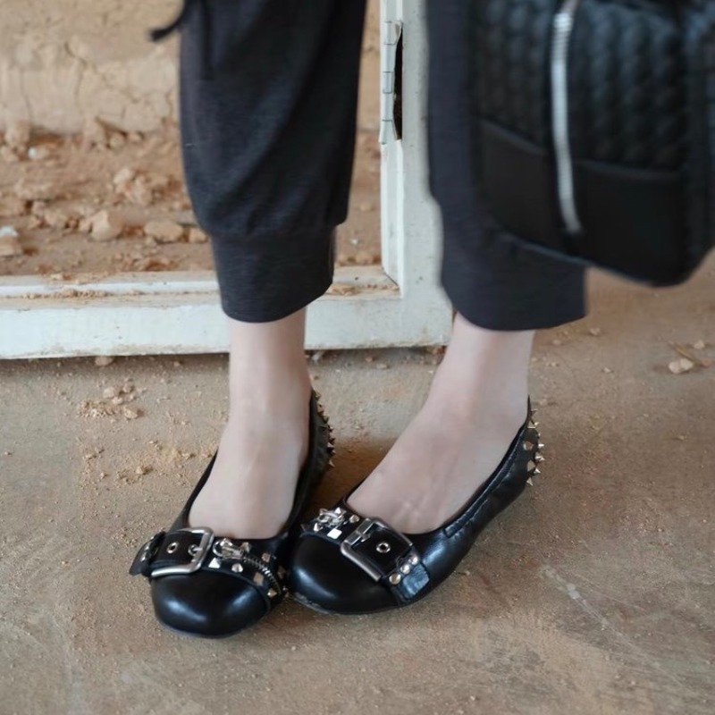 볼트 라운드 헤드 싱글 슈즈 여성용 가죽 버클 로우컷  - Women Shoes Wedges 리뷰 및 가격