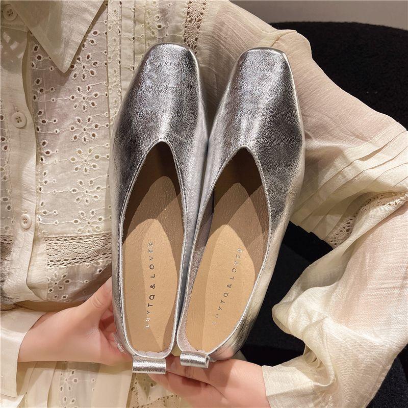 패션 신발 여성용 로퍼 정품 가죽 고급 실버 힐 스퀘어 - Women Shoes With Heels 리뷰 및 가격
