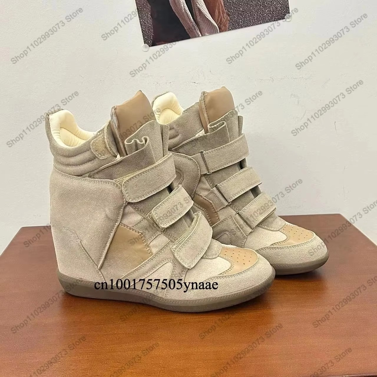 여성용 히든 웨지힐 하이탑 스니커즈 스웨이드 가죽 스플 - Suede Ankle Boot 리뷰 및 가격